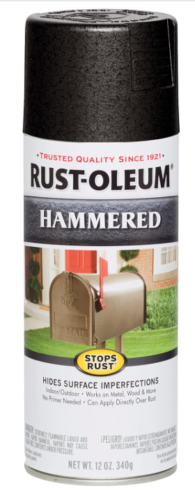 Rust-Oleum 7215830 Stops Rust Hammered Spray Paint, 12 oz, Black