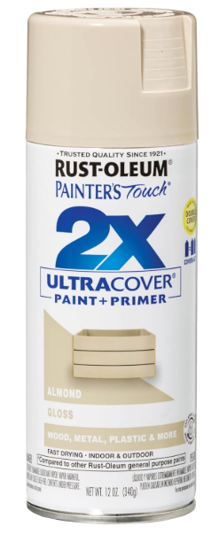 Rust-Oleum 334023 Painter's Touch 2X Ultra Cover Spray Paint, 12 oz, Gloss Almond