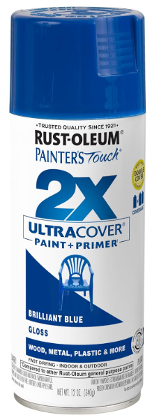 Rust-Oleum 249120 Painter's Touch 2X Ultra Cover Spray Paint, 12 oz, Gloss Brilliant Blue