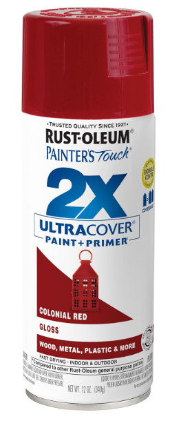 Rust-Oleum 249116 Painter's Touch 2X Ultra Cover Spray Paint, 12 oz, Gloss Colonial Red