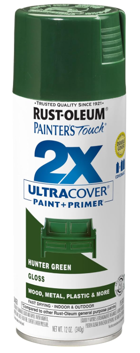 Rust-Oleum 249111 Painter's Touch 2X Ultra Cover Spray Paint, 12 oz, Gloss Hunter Green