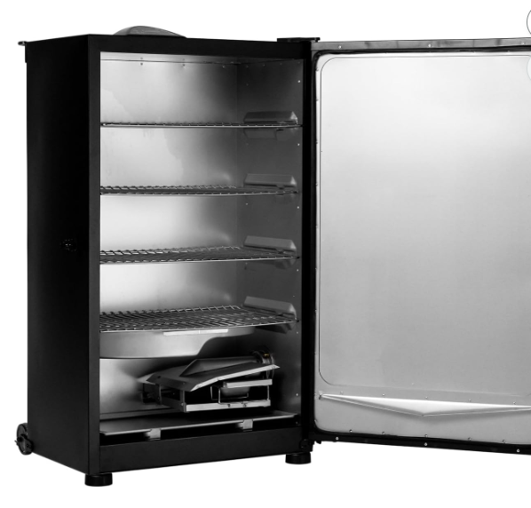 Masterbuilt® 40-inch Digital Electric Vertical BBQ Smoker with Side Wood Chip Loader, Chrome Smoking Racks and 970 Cooking Square Inches in Black, Model MB20072918