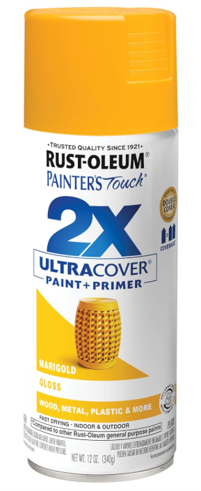 Rust-Oleum 249862 Painter's Touch 2X Ultra Cover Spray Paint, 12 oz, Gloss Marigold