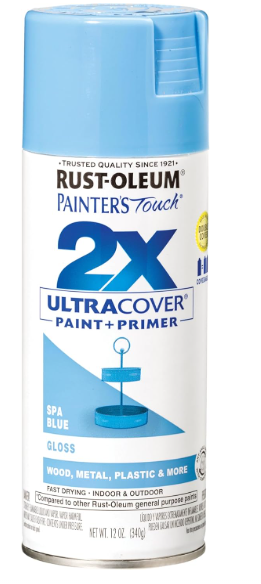 Rust-Oleum 249093 Painter's Touch 2X Ultra Cover Spray Paint, 12 oz, Gloss Spa Blue