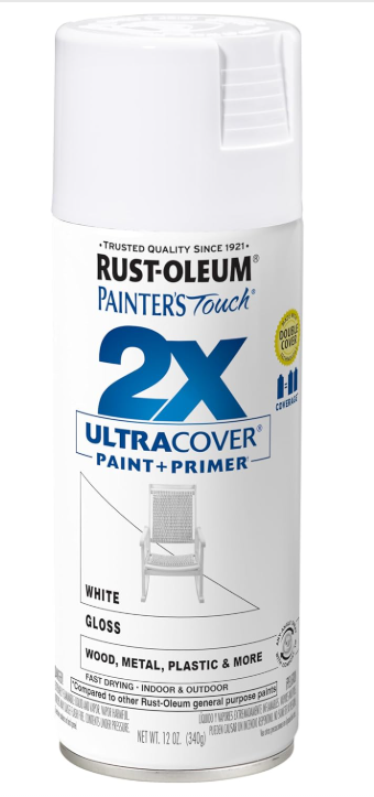 Rust-Oleum 334048 Painter's Touch 2X Ultra Cover Spray Paint, 12 oz, Gloss White