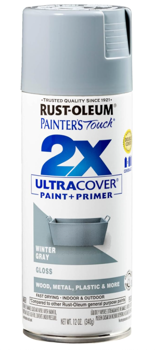 Rust-Oleum 249089 Painter's Touch 2X Ultra Cover Spray Paint, 12 oz, Gloss Winter Gray