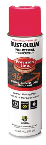 Rust-Oleum 1661838-12PK Industrial Choice Inverted Solvent-Based Marking Spray Paint, 17 Oz, Fluorescent Pink