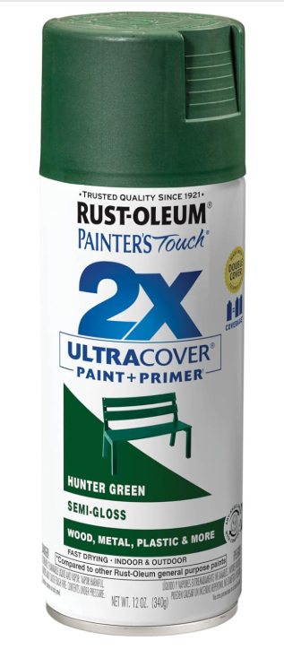 Rust-Oleum 249853 Painter's Touch 2X Ultra Cover Spray Paint, 12 oz, Semi-Gloss Hunter Green