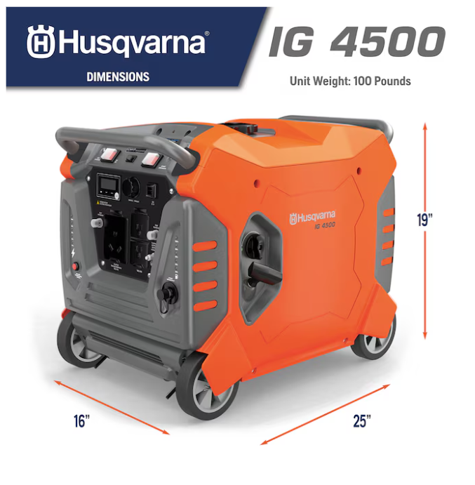 Husqvarna IG 4500 4500 Starting / 3500 Running Watt Gasoline/Liquid propane Dual Fuel Portable Generator