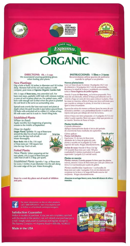 Espoma Organic Rose-tone 4-3-2 Plant Food, 8lbs