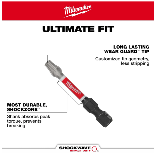 Milwaukee SHOCKWAVE™ Impact Duty 2"TORX® T30 Power Bits (2 PK) -- 48-32-4914