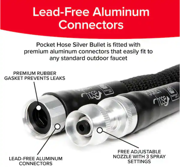 Pocket Hose Silver Bullet 3/4 in. Dia x 75 ft. Lightweight Kink-Free Expandable Water Garden Hose