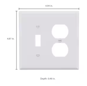 Eaton 2 -Gang Midsize Size White Polycarbonate Indoor Toggle/Duplex Wall Plate -- PJ18W