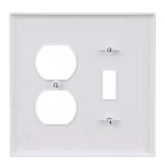 Eaton 2 -Gang Midsize Size White Polycarbonate Indoor Toggle/Duplex Wall Plate -- PJ18W