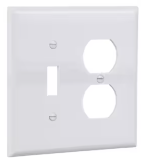 Eaton 2 -Gang Midsize Size White Polycarbonate Indoor Toggle/Duplex Wall Plate -- PJ18W