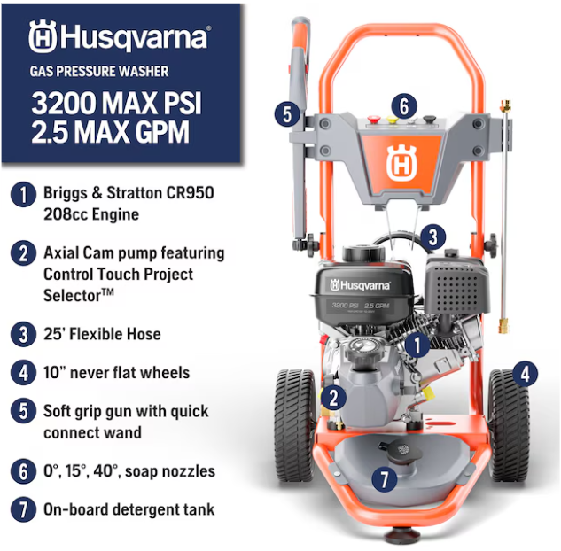 Husqvarna PW3200 Pressure Washer - Gas 208cc -- 022013