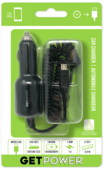 Getpower 3 Ft. Mobile Usb Car Charger With Adaptech Technology