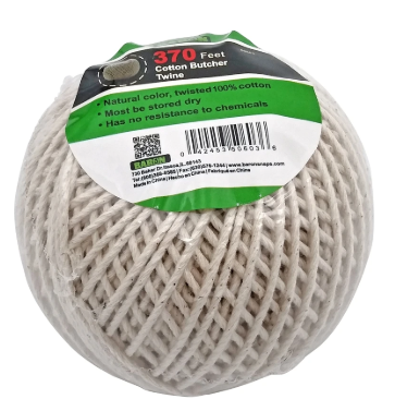 Baron Butcher Twine, 1/8"D, 370ft L, 13lb Working Load, Cotton, Brown -- 50603