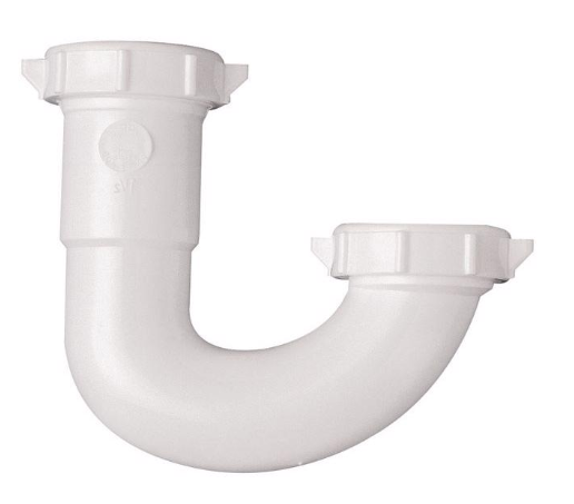 Plumb Pak PP66-1W J-Bend, 1-1/2, 1/2 x 1-1/4 in, Slip, Plastic, White