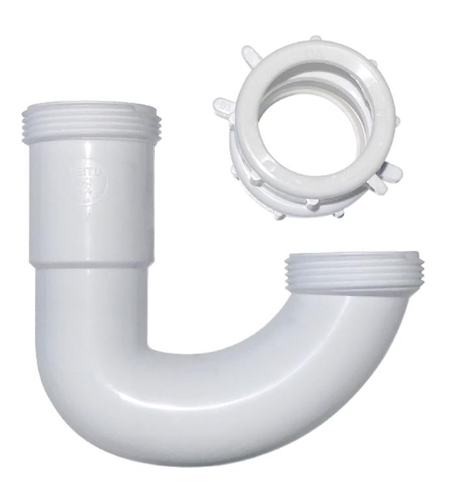 Plumb Pak PP66-1W J-Bend, 1-1/2, 1/2 x 1-1/4 in, Slip, Plastic, White