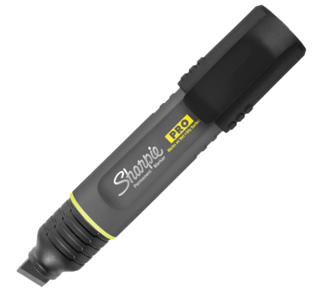 Sharpie® PRO Permanent Marker, Chisel Tip, Extra Large, Black/Gray Barrel, Black Ink