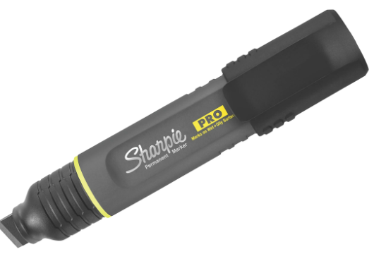 Sharpie® PRO Permanent Marker, Chisel Tip, Extra Large, Black/Gray Barrel, Black Ink