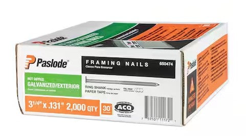 Paslode 3-1/4-in x 0.131-Gauge 30-Degree Hot-Dipped Galvanized Round Drive Papertape Framing Nails 2000 Per Box