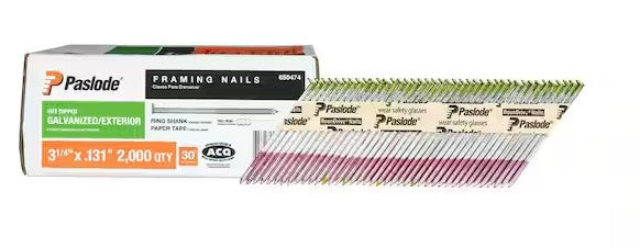 Paslode 3-1/4-in x 0.131-Gauge 30-Degree Hot-Dipped Galvanized Round Drive Papertape Framing Nails 2000 Per Box