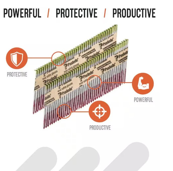 Paslode 3-1/4-in x 0.131-Gauge 30-Degree Hot-Dipped Galvanized Round Drive Papertape Framing Nails 2000 Per Box