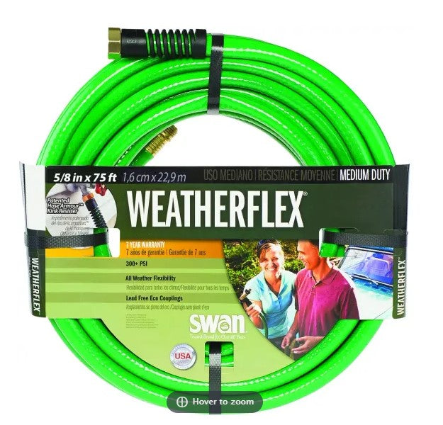 WeatherFLEX 5/8 in. Dia. x 75 ft. L Medium-Duty Green PVC Garden Hose