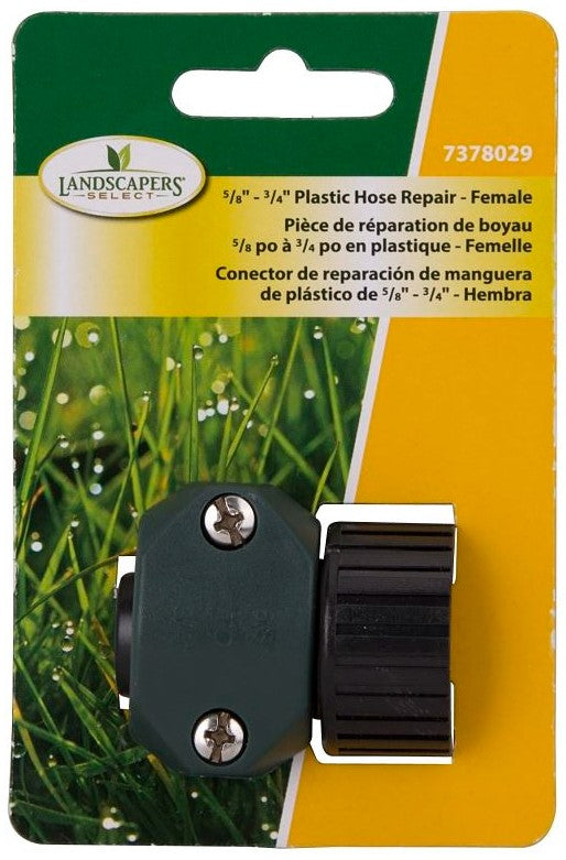 Landscapers Select GC5303L Hose Coupling, 5/8 to 3/4 in, Female, Plastic, Green and Black