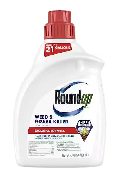 Roundup Weed & Grass Killer₄ Concentrate, Use In and Around Flower Beds, Walkways and other areas of your yard, 64 fl. oz.