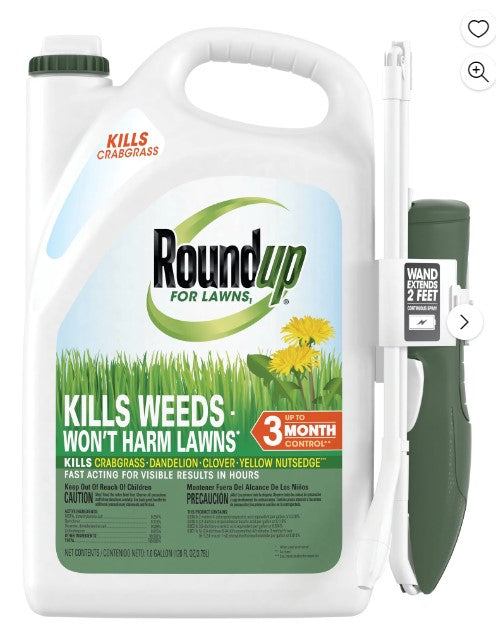 Roundup 1 Gal. For Lawns, Ready-To-Use with Extend Wand, Tough Weed Killer for Use On Northern Grasses