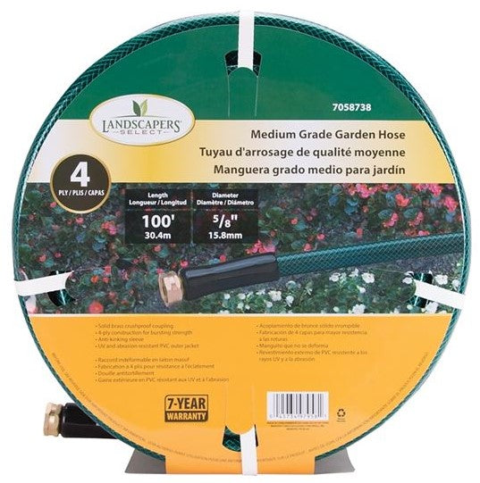 Landscapers Select BL5820100HM Garden Hose, 100 ft L, Female x Male, PVC, Green