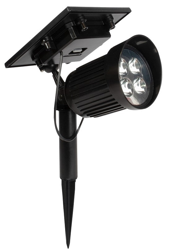 Boston Harbor 26080 Solar Spotlight, Li-Ion Battery, 18650 Battery, 8-Lamp, Plastic Fixture, Black