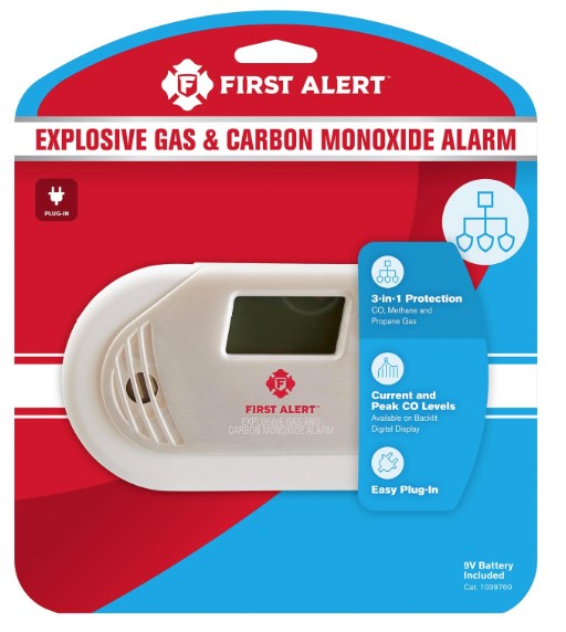 First Alert Combination Explosive Gas and Carbon Monoxide Alarm with Backlit Digital Display - GCO1CN (1039760)