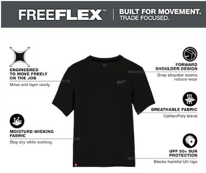 Milwaukee FREEFLEX™ Hybrid Work Tee - Short Sleeve -- 603B (Black)