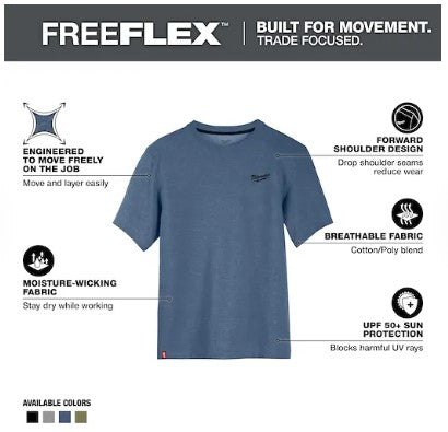 Milwaukee FREEFLEX™ Hybrid Work Tee - Short Sleeve - 603BL (Blue)