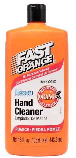 Fast Orange 25122 Pumice Lotion, Heavy Duty Hand Cleaner, Natural Citrus Scent, Waterless Cleaner For Mechanics, Strong Grease Fighter, 15 oz