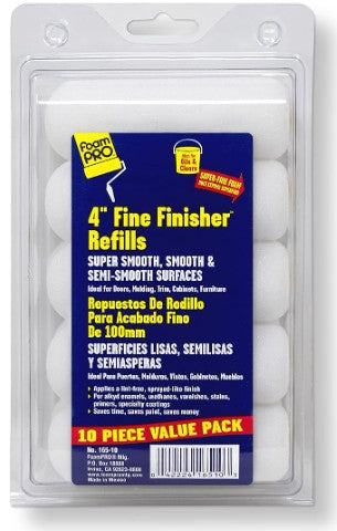 FoamPRO 165-10 "Fine Finisher" 4" Foam roller Refills Pk/10