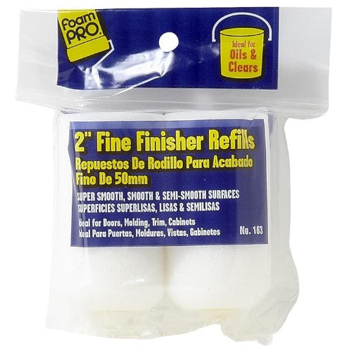 FoamPRO 163 Fine Finish Roller Refills (High-Density Foam) (2 Pack) 2" Painting Supplies, Pack of 2