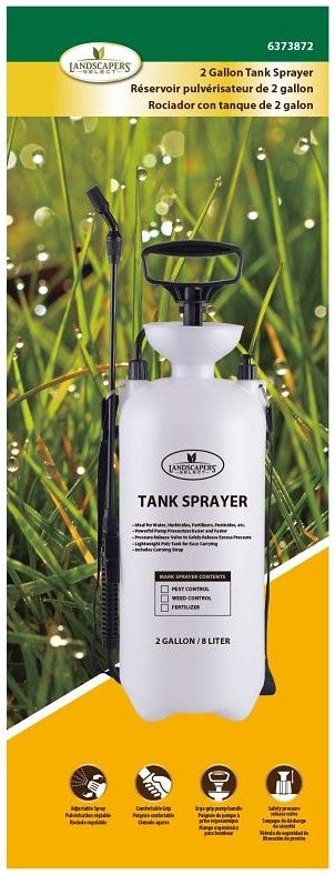 Landscapers Select SX-8B Compression Sprayer, 2 gal Tank, Polyethylene Tank, 55 in L Hose, White