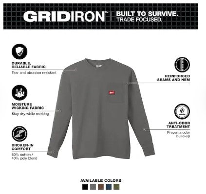 Milwaukee GRIDIRON™ Pocket T-Shirt - Long Sleeve - 606G