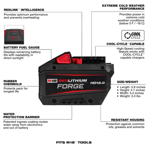 Milwaukee M18™ REDLITHIUM™ FORGE™ HD12.0 Battery Pack - 48-11-1813