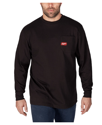 Milwaukee Heavy Duty Pocket T-Shirt - Black Long Sleeve - 602B