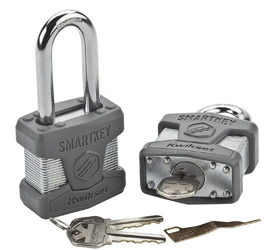 Kwikset 026SMT LNG SHKL PDL 50MM 50mm Smart Key Padlock Long Shackle, Satin Chrome