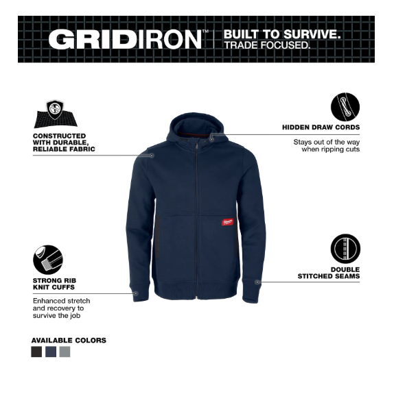 Milwaukee GRIDIRON™ Full-Zip Hoodie - M250U