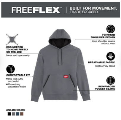 Milwaukee FREEFLEX™ Pullover Hoodie -- Gray - 351G
