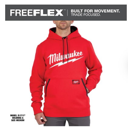 Milwaukee FREEFLEX™ Pullover Hoodie - Logo -- RED - 352R