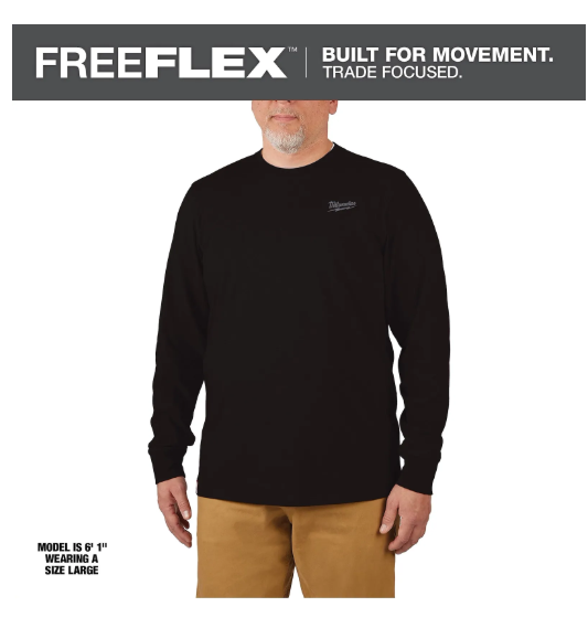 Milwaukee Tools Hybrid Long Sleeve Work T-Shirt - Black 604B